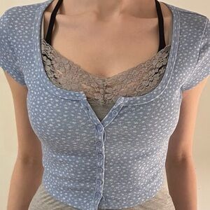 Blue Floral Crop Top